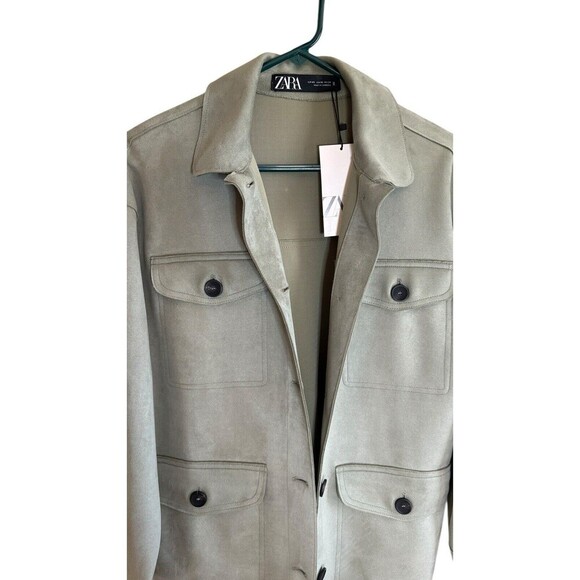 NWT Zara Women Ladies Faux Suede  Jacket Lightweight Coat Pockets Oversized XS - Picture 3 of 11